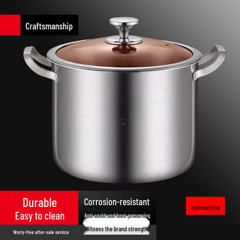 Sule 26cm Stainless Steel Thickened Stockpot with Glass Lid