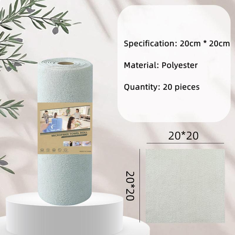 20Pcs/Roll Tear-Off Microfiber Cleaning Cloth Roll, Reusable Kitchen Dish Towels, Greaseproof Quick Drying Cleaning Rags