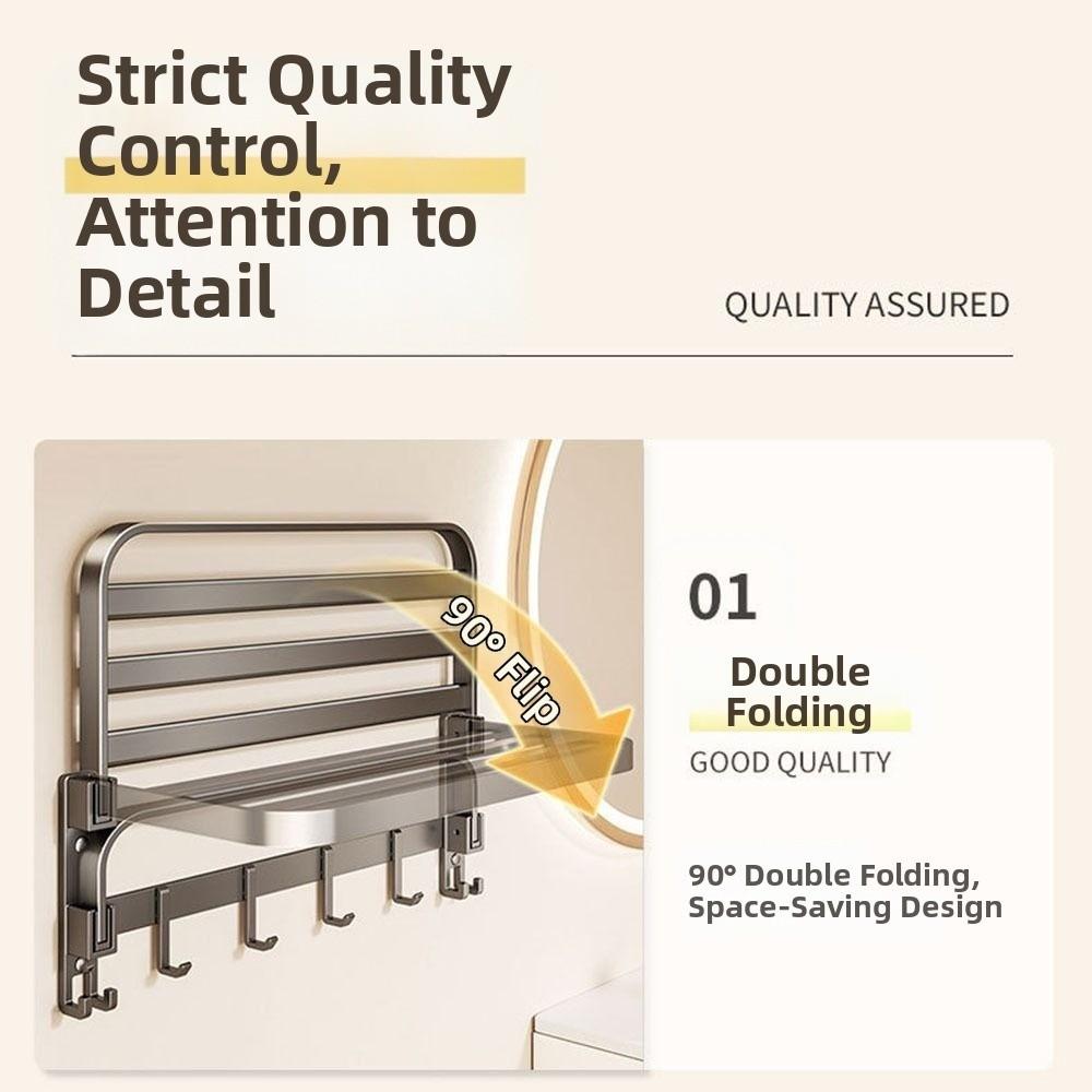 Foldable Bathroom Towel Rack Suction Cup Wall Mount Towel Holder Bathroom Storage Rack  Home