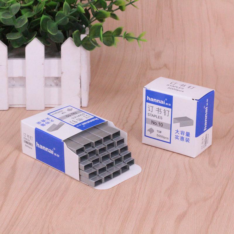 Han Nai No.10 Small Staples - 5000 pcs, Fits Standard No.10 Staplers, Long Strip, Industrial Quality. Metal