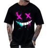 X-Eyes-Smiling-Face Dripping Paint Graffiti T Shirt Funny Men's Tops Novelty Graphic Tees Short Sleeve Pullovers