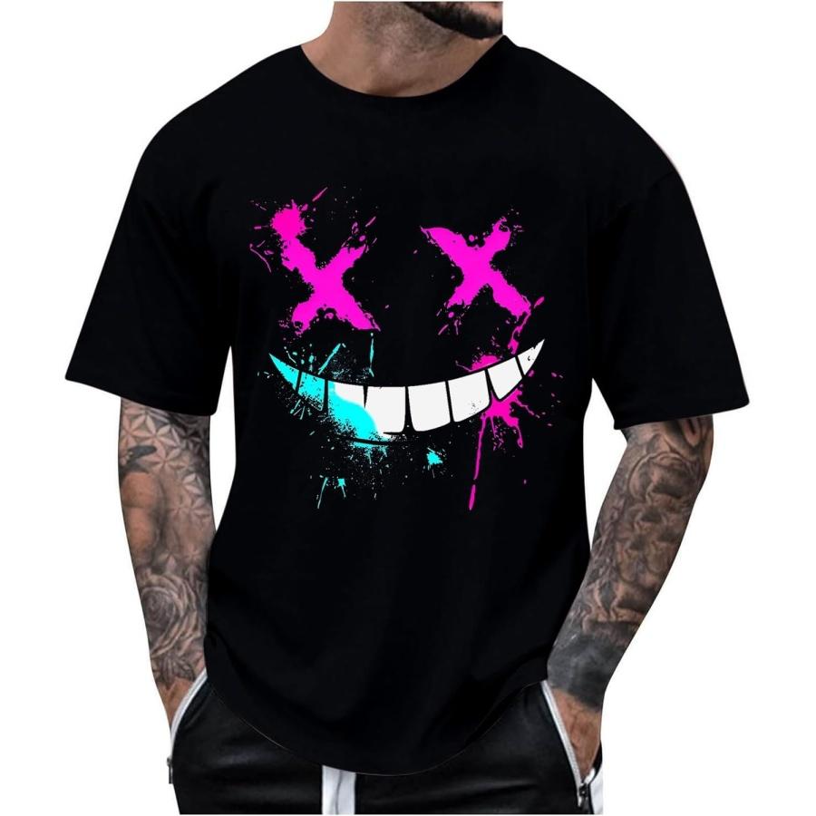 

X-Eyes-Smiling-Face Dripping Paint Graffiti T Shirt Funny Men s Tops Novelty Graphic Tees Short Sleeve Pullovers XXXXXL різнокольоровий
