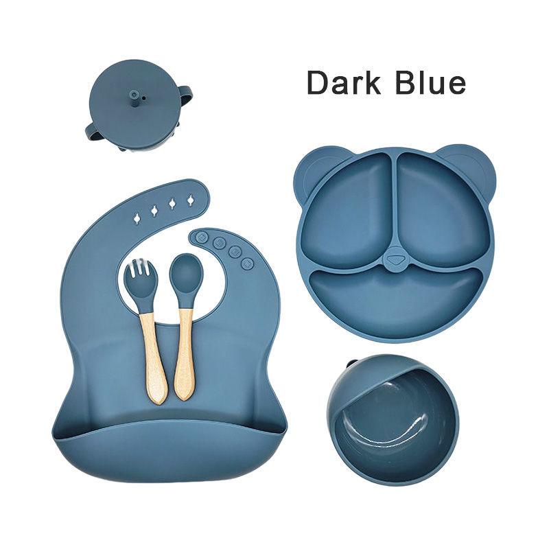 6-Piece Silicone Plate Children's Baby Tableware Set Baby Supplementary Food Bowl Supplies Food Grade Children's Supplies