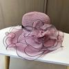 Summer eaves organza flower pot hat women's elegant temperament sunshade sunscreen hat fashion travel beach hat