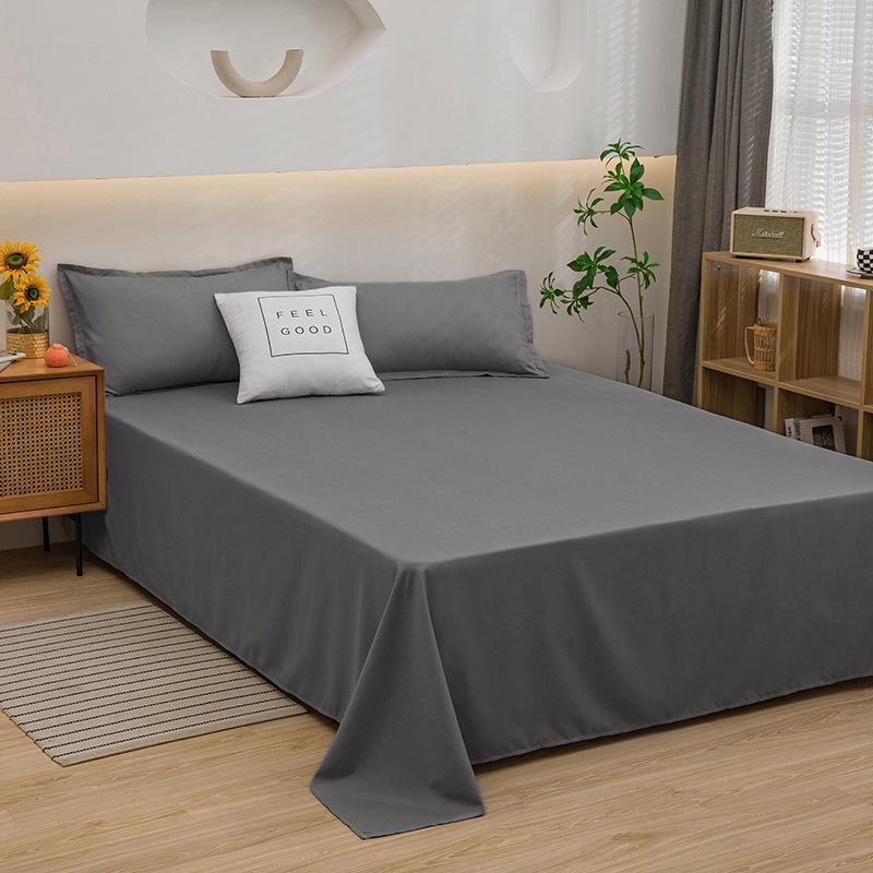 Solid Color Washed Cotton Bed Sheet Set - Fitted Sheet & Duvet Cover for Dorms