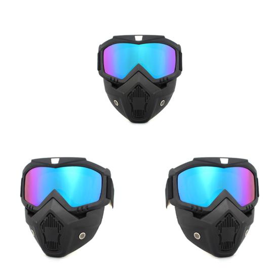 2Pcs Outdoor Cycling Goggles with Detachable Face Guard UV Protection Windproof Men Skiing Snowboarding Motorcycle Bike Sports Glasses