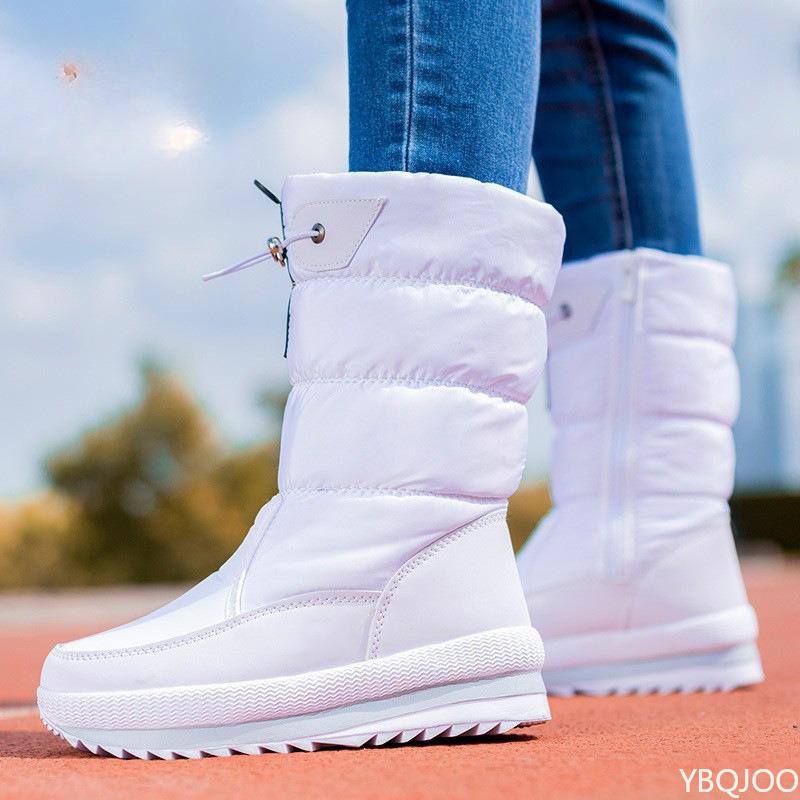 2026 Non Slip Waterproof Platform Snow Boot Casual Female White Shoes Winter Thick Women's Snow Boots Warm Plush Mid-calf Boots