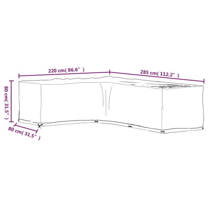 VidaXL L-shaped Patio Furniture Cover 18 Eyelets 220x285x80cm 319323