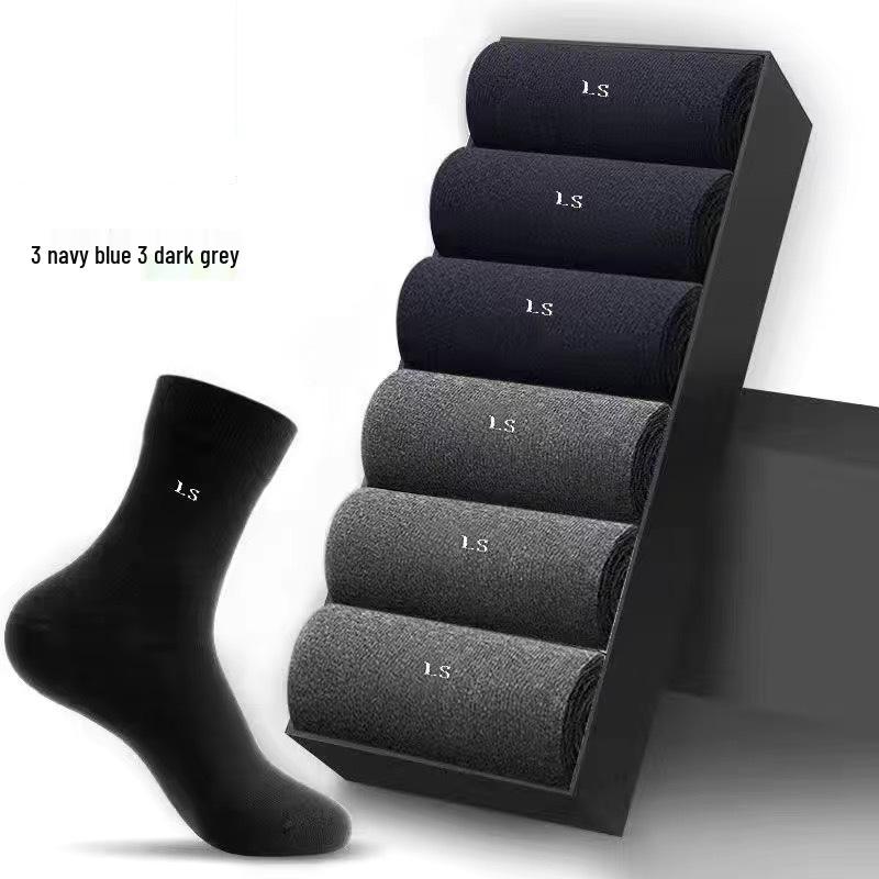 Men's Breathable Cotton Mid-Tube Socks, Sweat-Absorbent, Suitable for All Seasons, Business and Sports.