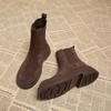 Zapatos planos retro coreanos de ante para principios de otoño, moda otoño e invierno 2025, super fuego, Chelsea de suela gruesa, estilo extranjero, botines pequeños