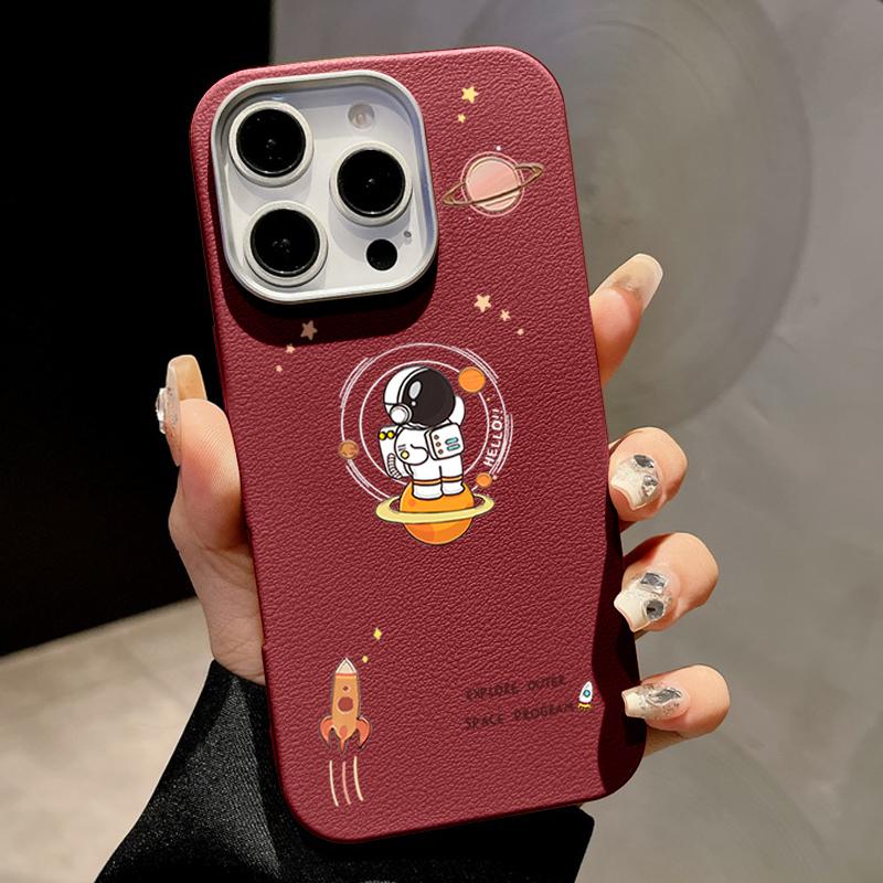 

Magnetic Leather Texture Silicone Phone Case For iPhone 16e 15 14 Pro Max 13 12 Pro 11 16 15 14 Plus Rocket Astronaut Shockproof Soft Cover iPhone 11 красный