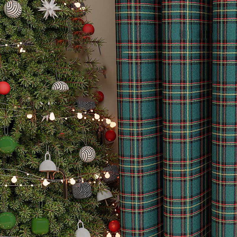 1 Pieza Cortinas Cuadros Americanas Retro Decoración de Navidad Dormitorio Salas de Estar Ambiente Festivo de Año Nuevo Cenefas para Ventana