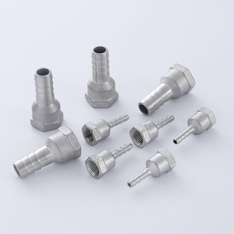 304 Stainless Steel 4-Point Barb Connector Hose Reducer for 1-Inch Soft Rubber or Water Hose