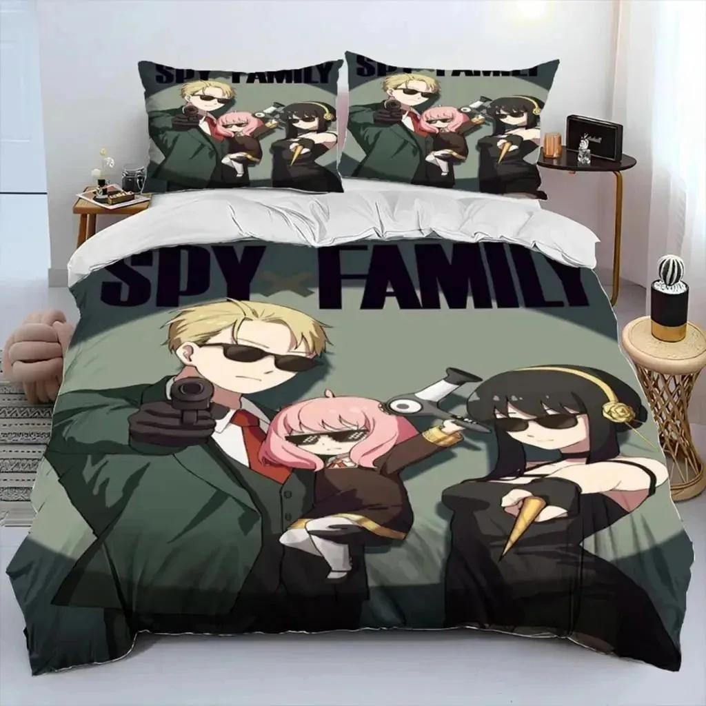 Anime SPY×FAMILY Anya Beding Set Young Boys Young Girls Twin Quen Sized Dimensions Soft Duvet Cover Pilowcase Bed Young Boys Adult People Fashion Home