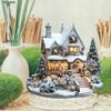 Böhmische Acryl-Weihnachtsdekoration, Weihnachtsbaum, Multifunktionales Schreibtisch-Display Schneemannhaus-Szene, Heim-Tischdekorationen, Kinderzimmer,