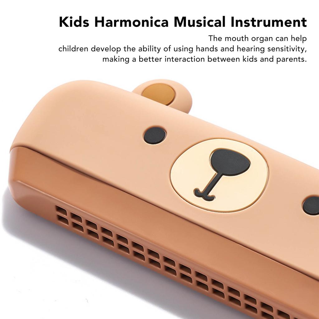 Kids Harmonica 16 Holes Musical Instrument Beginner Mouth Organ Hard Shatter Resistance Toy Instrument Bear