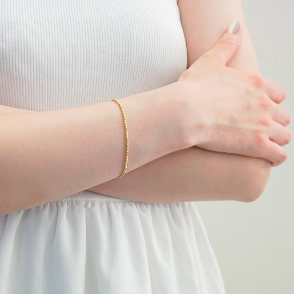 K18 Camille Ball Chain 18K Yellow Gold with Slide Adjustable Made In Japan [APRE] Bracelet, 16-18cm, 750, Adjuster, Length,