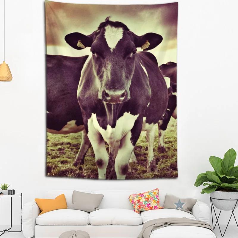 Hot Sale Custom High Quality Cow Wall Hanging Hd Landscape 3D Printing Digital Printing Home Decoration Tapestry