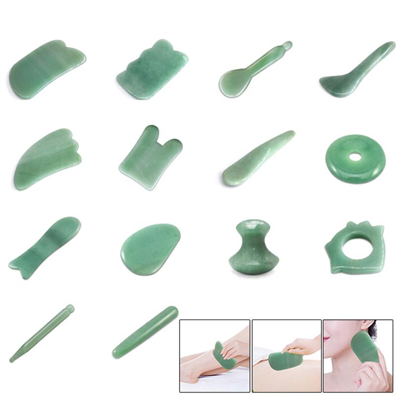 1X Natural Aventurine Jade Stone Guasha Massage Tool Acupuncture Spa Massager