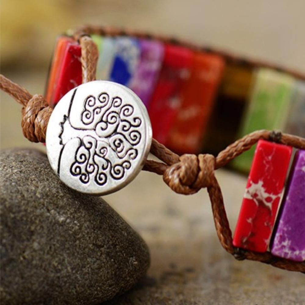 Colorful Emperor Stone Leather Hand-Woven Bracelet, European and American Style Leather Bracelet