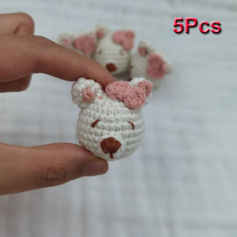 5pc Crochet Beads Animal Rabbit  Chewable Beads DIY Wooden Teething Knitting Beads Jewelry Crib Sensory Toy Baby Teether