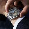 Luxury Automatic Mechanical Men Watch Fashion Moon Phase Business Watches Hollow Tourbillon Stainless Steel Men Wristwatch
