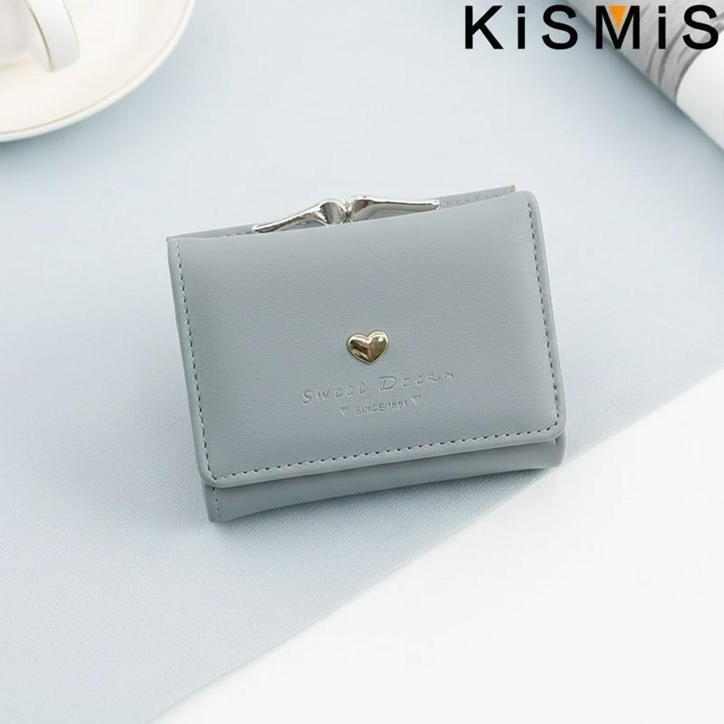 Female Tri-fold Wallet Korean Fashion Small Coin Purse Love Design Stylish Ladies Card Holder Wallet