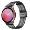 For Garmin Vivoactive Metal Band 4 7-Beads Black Watch Strap with Double Safety Clasp
