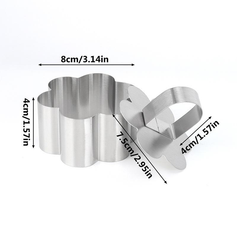 Stainless Steel Mousse Cake Ring Molds with Press Plate 1/4 Pcs Multi Shapes for Commercial Bakery Dessert Making