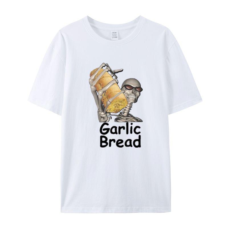 Summer Couple Garlic Bread Print T-shirt, Fashionable and Funny Skull Short Y2K Bug Girl, Personalized Design Street T-shirt