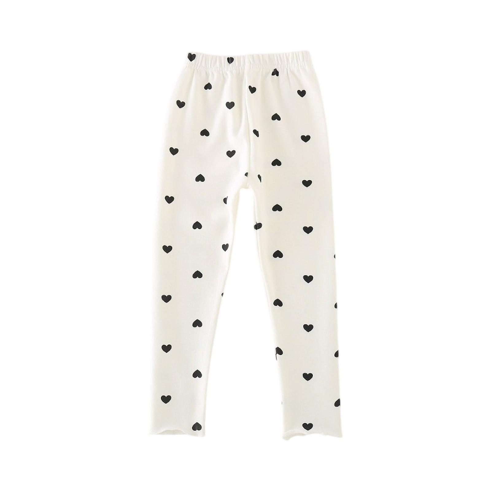 

Летние леггинсы для девочек с принтом сердечек - Хлопковые эластичные брюки с принтом по всей поверхности 110 белый