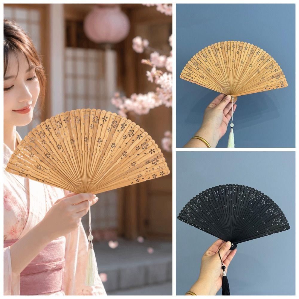 Sakura Folding Bamboo Fan Portable Elegant Handheld Fans Photography Props Kimono Fan  Party Gift