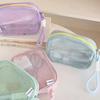 Solid Color Mesh Cosmetic Bag Zipper Large Capacity Transparent Makeup Bag Toiletry Bag Storage Bag Pillow Makeup Pouch Outdoor