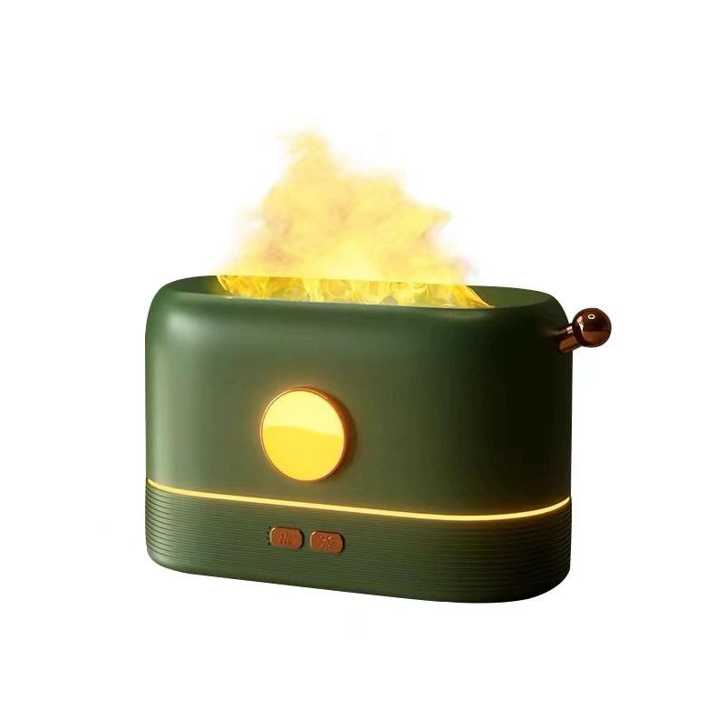 

Аромадиффузор Увлажнитель воздуха Ультразвуковой Генератор холодного тумана Освежитель воздуха Распылитель Светодиодная лампа-пламя для эфирных масел Диффузор Атомайзер зелёный