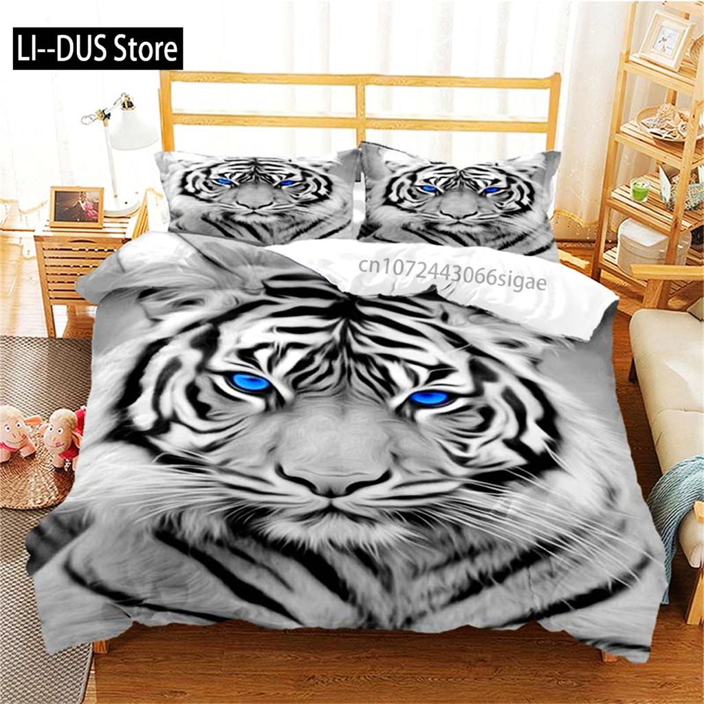 Comforter Tiger Soft Comforter Microfiber Animal Bedding Set Tiger Pattern For Room Decor Bedclothes Bedroom