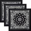 Kakatrend Bandana 100% Cotton Black Triangle Scarf Adults Men Paisley Stylish Handkerchief Cotton Bandana Unisex Durag Set of 3 Black 55cm X 55cm