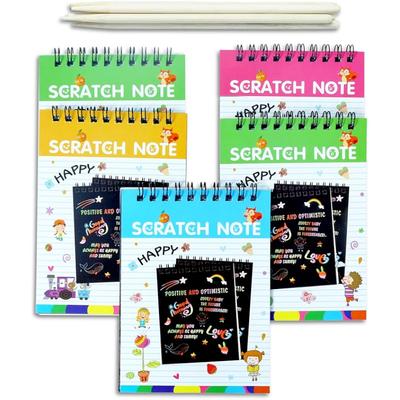 Glun Scratch Notepad With Magical Rainbow Color, Pencil Stick Notepad, Educational Toy For Kids Pack Of 5