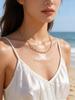 Bohemian Summer Colorful Drip Oil Stainless Steel Chain Necklace Bracelets for Women, Aesthetic Boho Jewelry Set Accessories