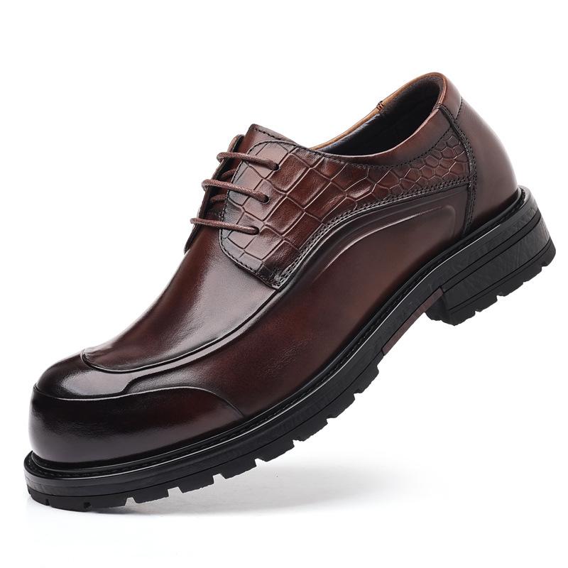 Men's Genuine Leather Business Casual Thick Sole Shoes for Autumn/Winter