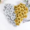 10Pcs Gold Silver Artificial Rose Silk Flower Head DIY Scrapbook Accessories Fake Flower Wedding Party Home Decoration