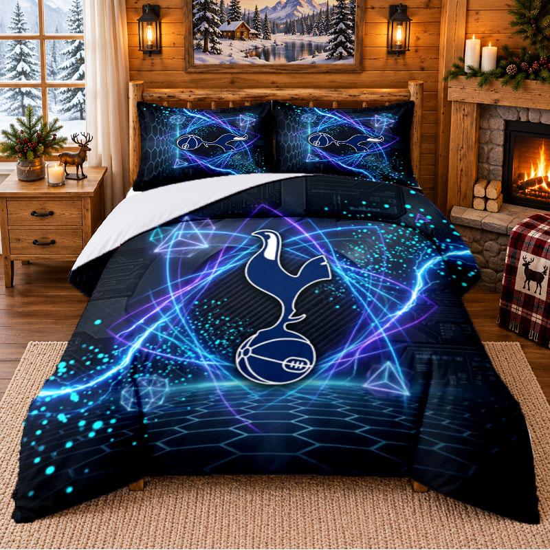 Printed 3Pcs Bedding Set Tottenham Hotspur Pattern Bed Sheet Pillowcase For Bedroom Decor