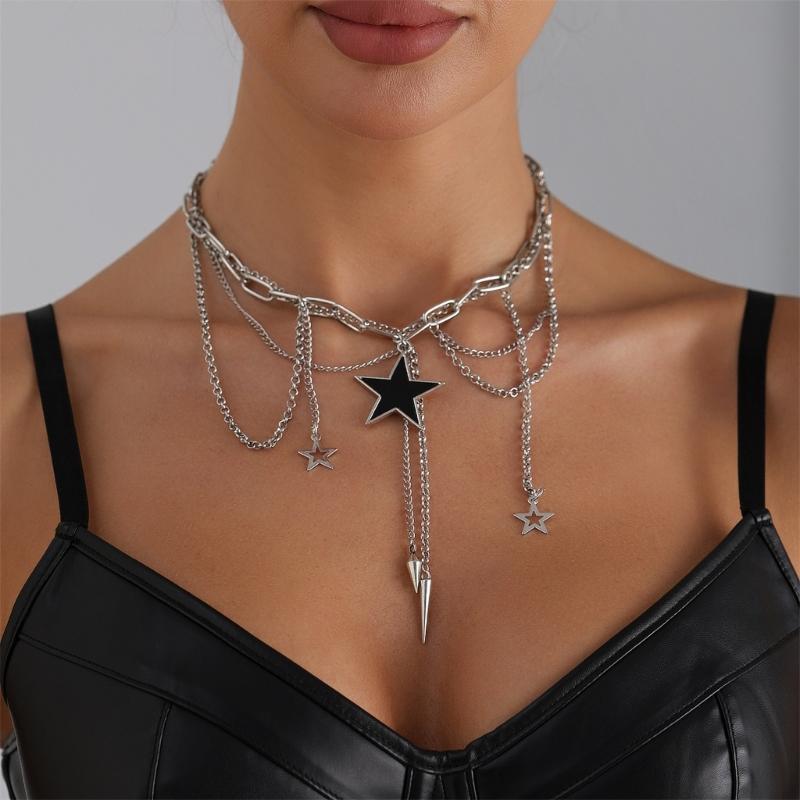 Fashion Forward Hollow Star Necklace Versatile Layering Jewelry For Women Lightweight Alloy Daily Wear Accessory