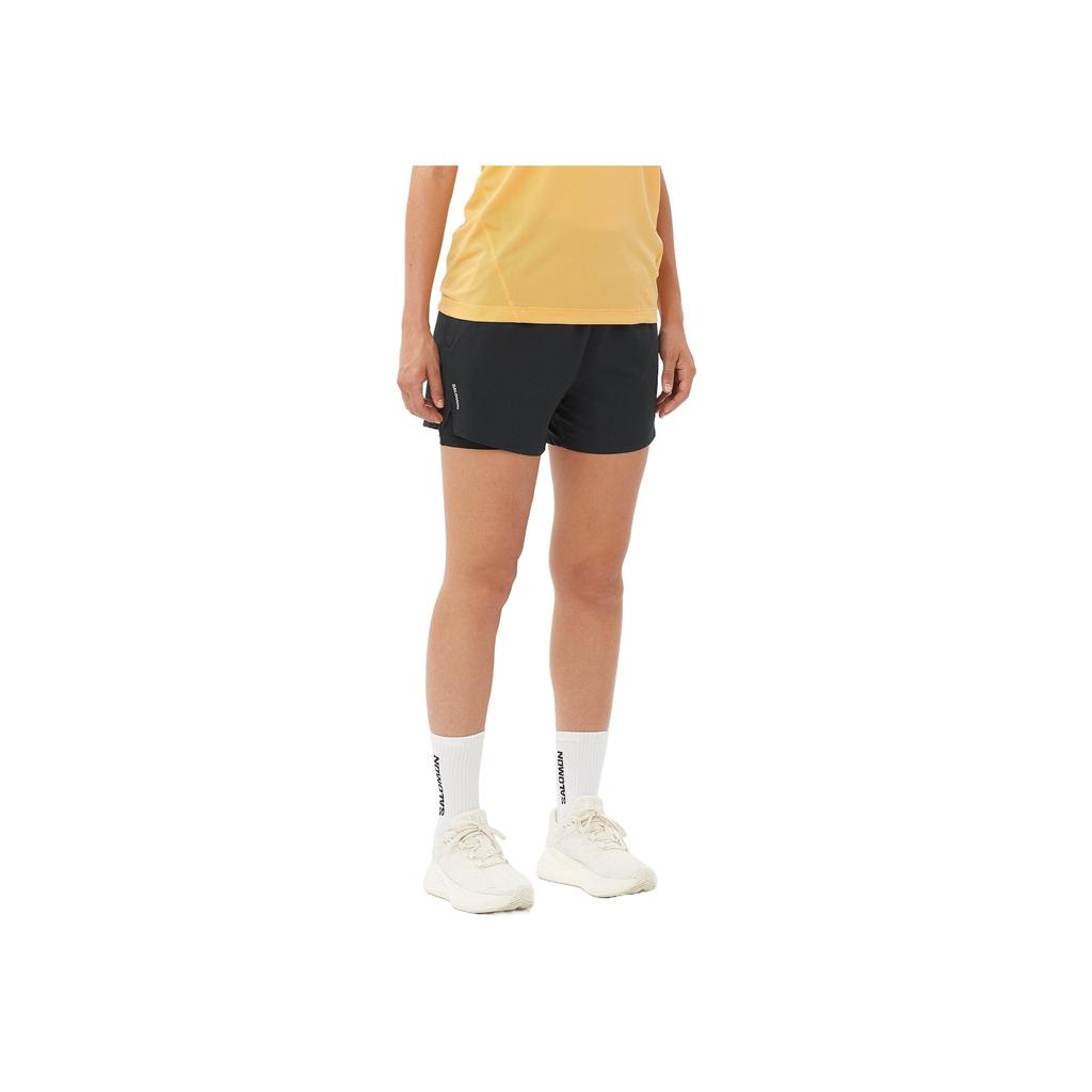 Salomon Shkout Core 2 In 1 Soft Comfortable Breathable Sports Shorts Women shorts Black C24523