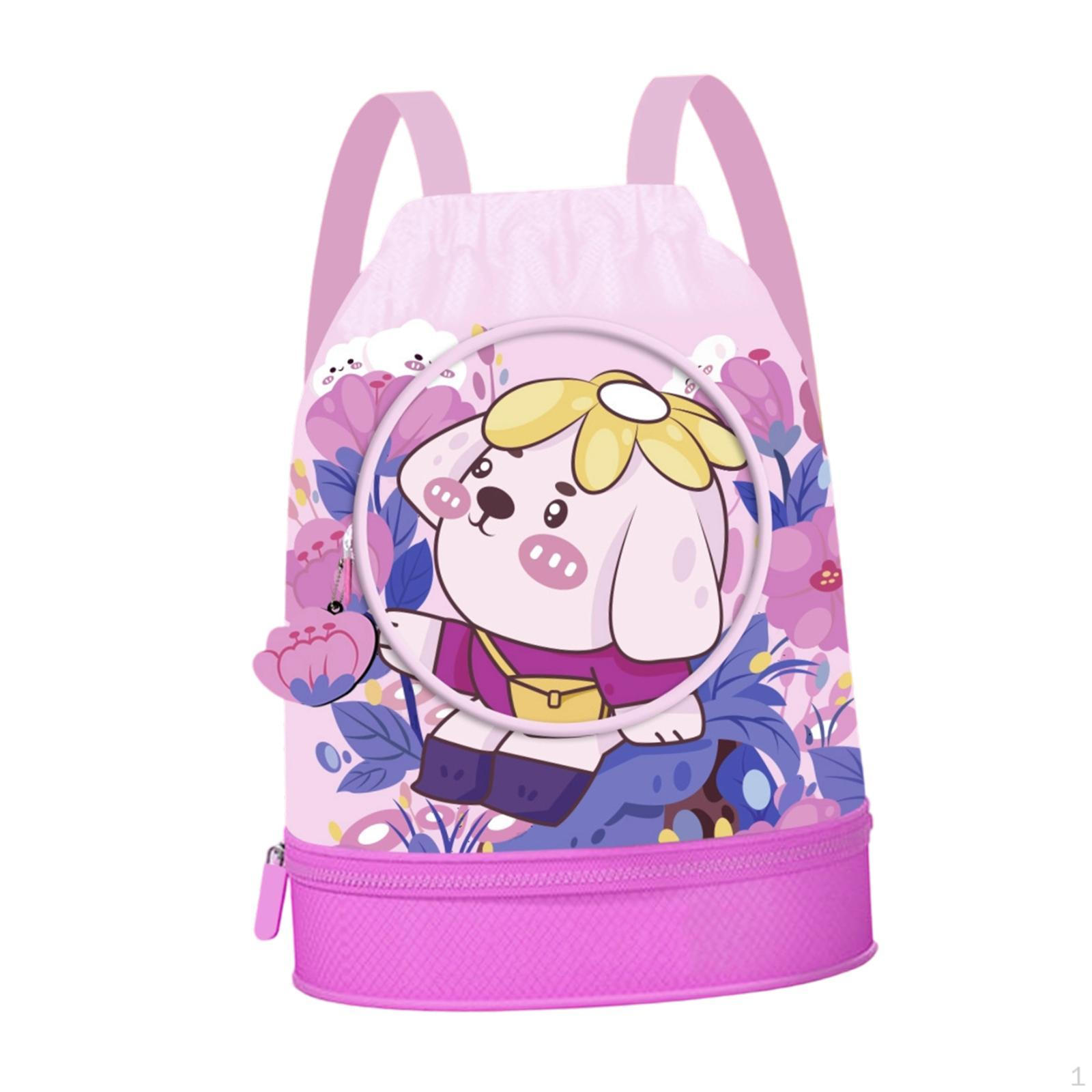 

Сумка для плавания Рюкзак с завязками Регулируемый ремень Водонепроницаемый рюкзак с карманами для спортзала розовый