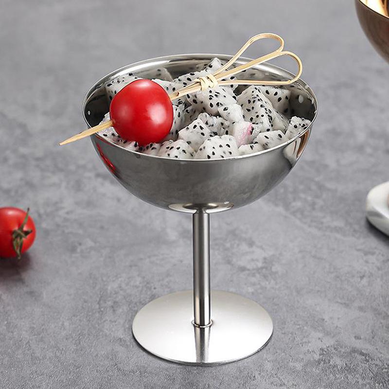 304 Stainless Steel Retro High-Foot Dessert Cup Luxury Ice Cream Container Cup Hotel Restaurant Cocktail Glass Pudding Cup