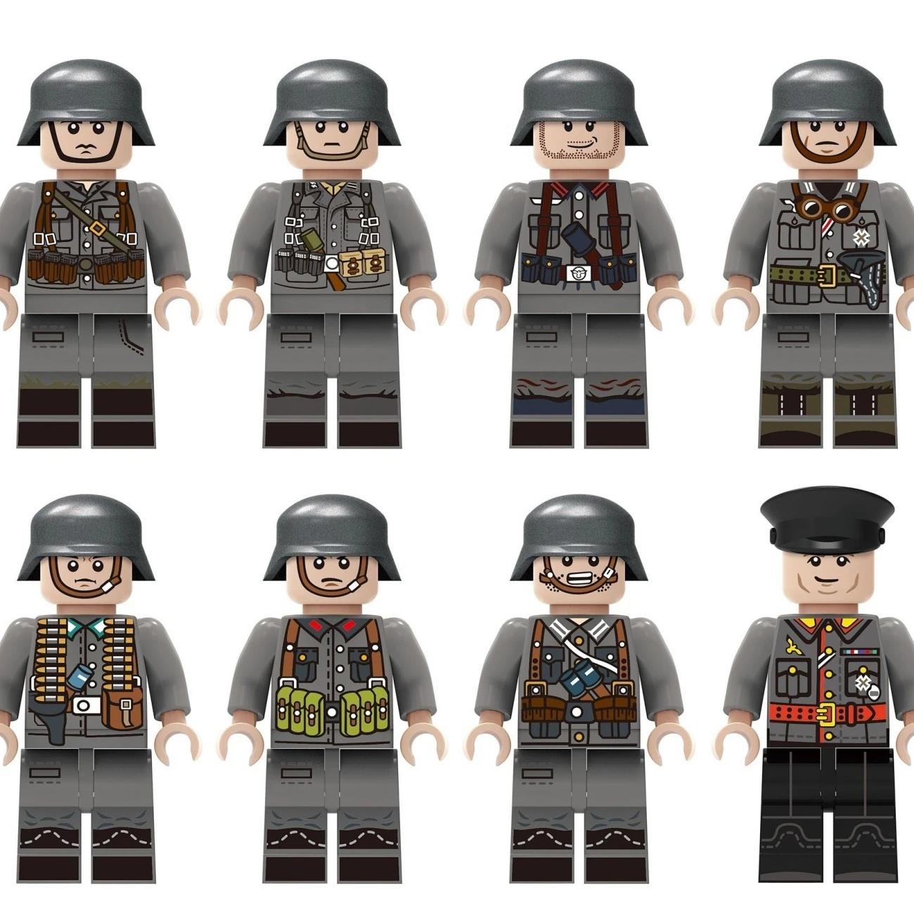 Минифигурки солдат, собирающие военные строительные блоки