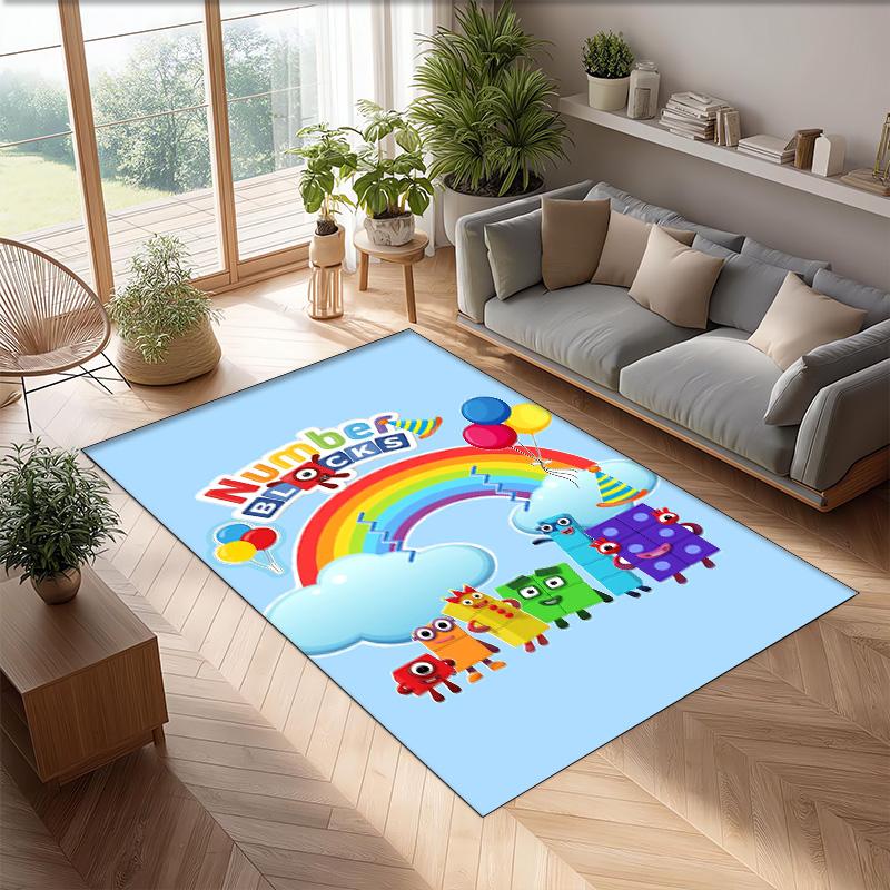 Numberblocks Crystal Velvet Rug, Soft Anti‑Slip Crystal Velvet Carpet for Living Room Bedroom Home Decor