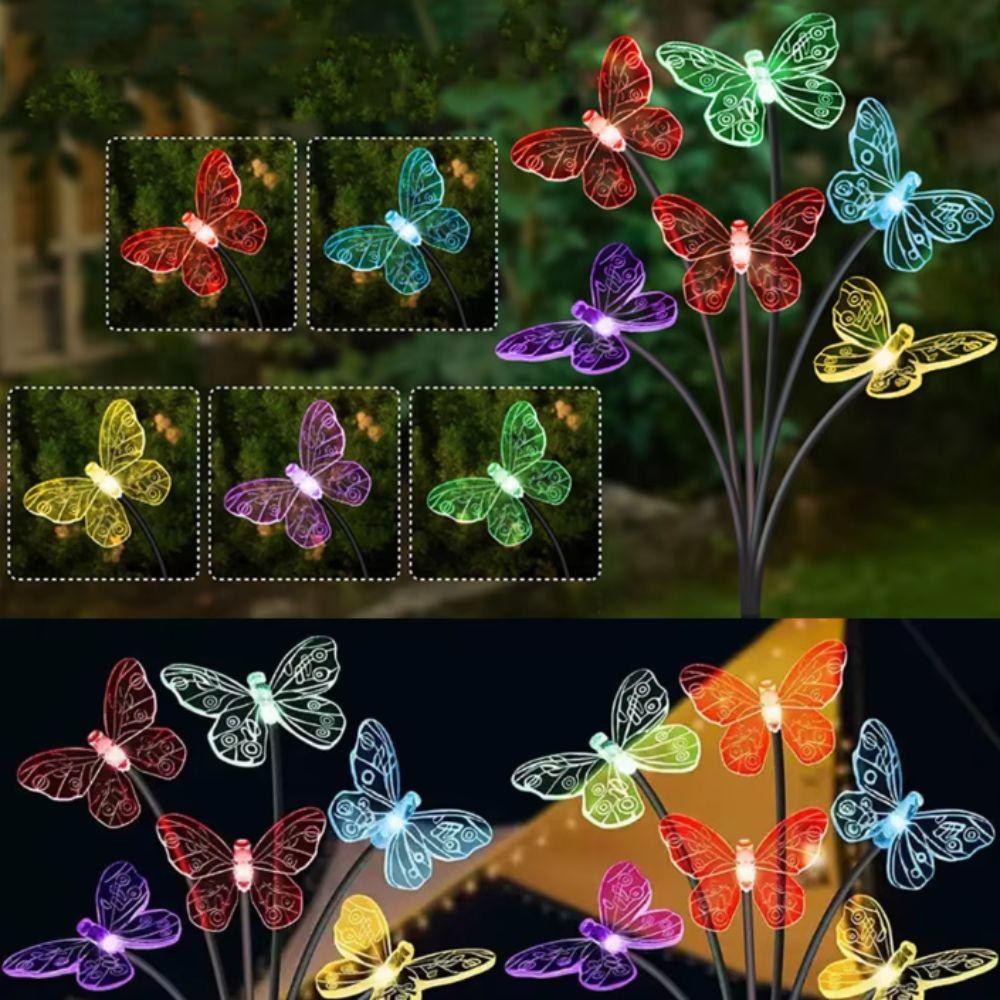 6 LED Solar Butterfly Lights Waterproof Garden Solar Lights Landscape LED Butterfly Lights Pathway