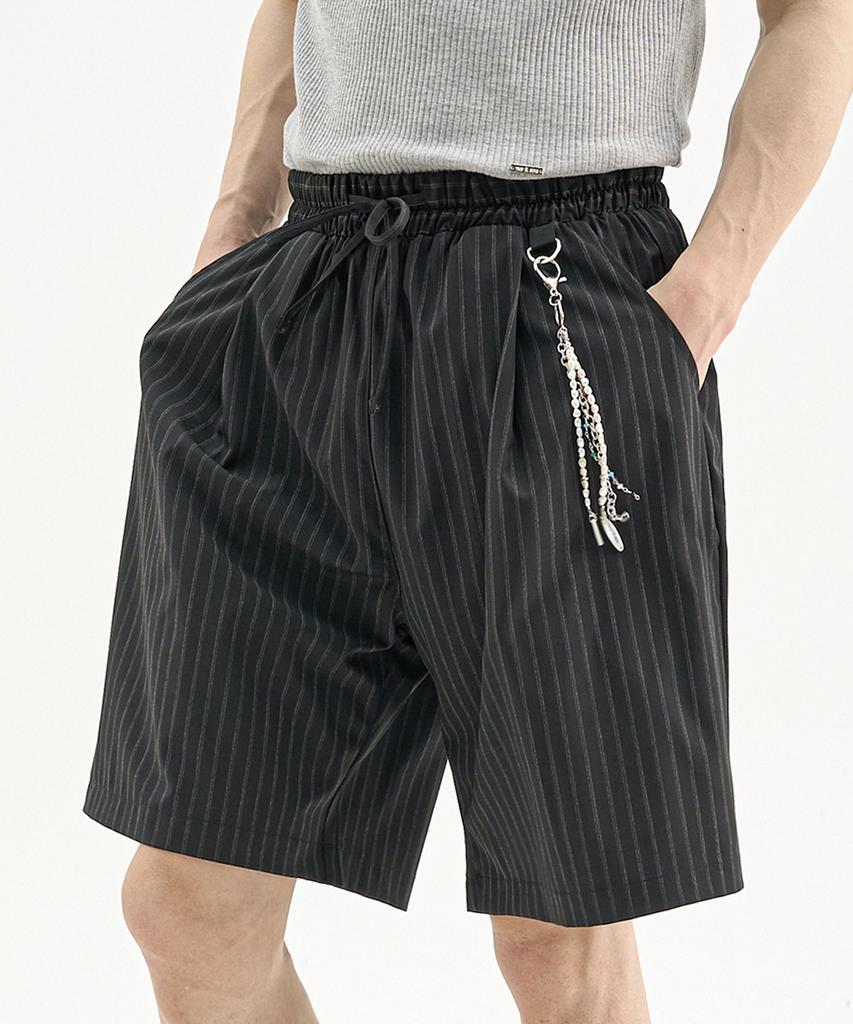 TRIP LE SENS Light Stripe Easy Elastic Half Pants_Black