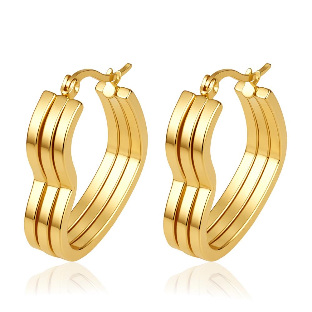 Direct supply multi-layer stainless steel earrings women's trend light luxury versatile earrings plated 18k earrings fashion